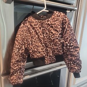 Leopard Print Bomber Jacket Girls